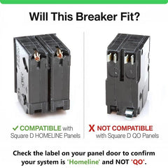 Square D - Square D HOM250 50 Amp Double Pole Homeline Circuit Breaker – 120/240V AC, 10kAIC – Pack of 1