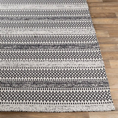 Surya - Surya La Casa Area Rug – Moroccan Design, No Pile, Stain Resistant – Black/Cream