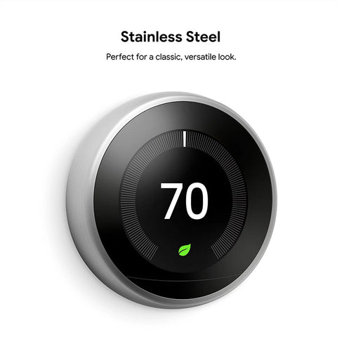 Google - T3007ES Nest Learning Thermostat Stainless Steel (A Grade)