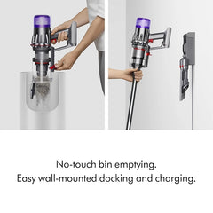 Dyson V9 Motorbar cordless stick vacuum cleaner wall docking and bin emptying process