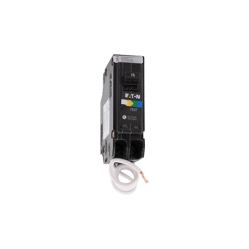 Eaton - Eaton BRN115A1CS 15 Amp Single Pole AFCI/GFCI Circuit Breaker – Pigtail Neutral, 120V, 10kAIC, UL Listed