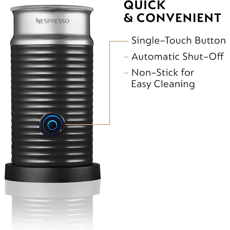 Nespresso - Nespresso Aeroccino 3 Milk Frother – Black/Steel