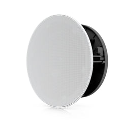 Angled view of the Ubiquiti UACC-In-Ceiling-Speaker showing the white grille and mounting clamp
