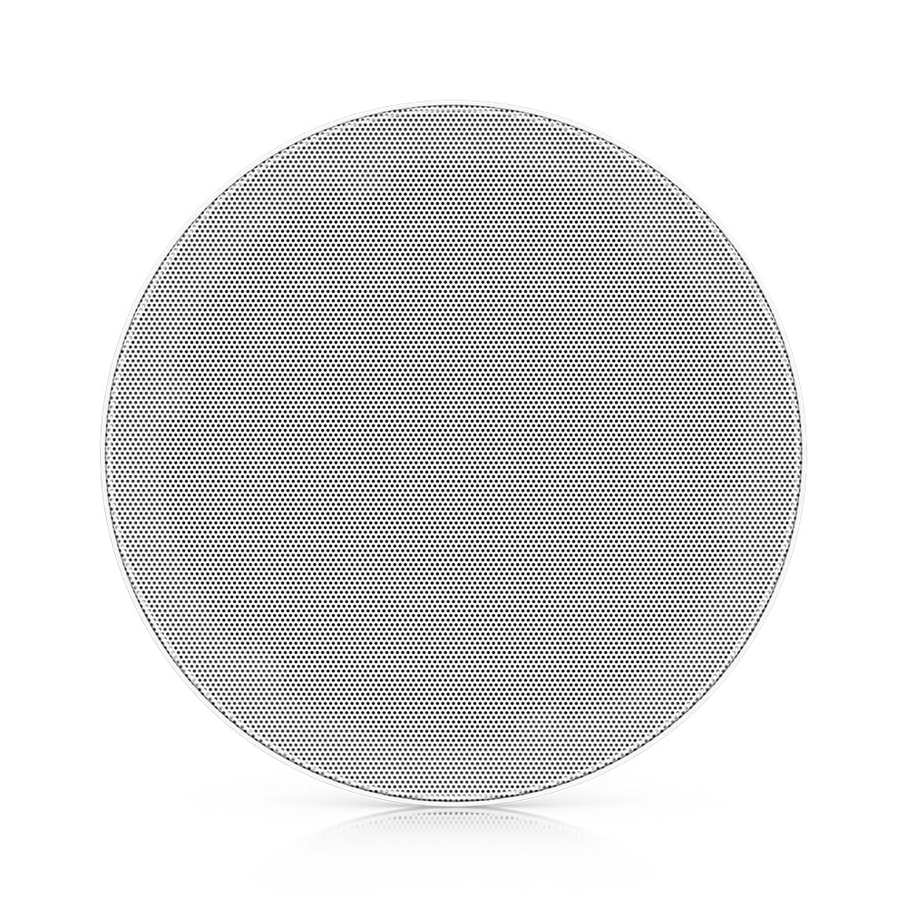 Front view of the Ubiquiti UACC-In-Ceiling-Speaker with round white metal grille