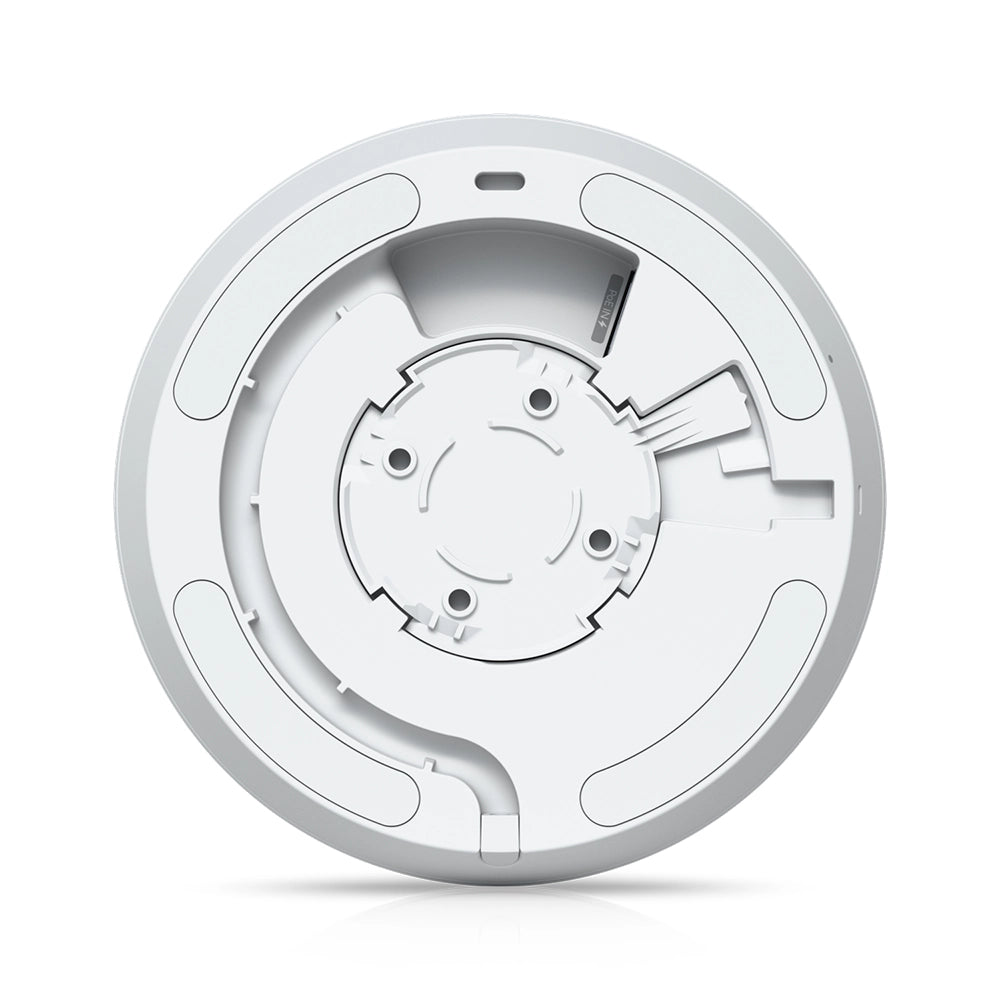 Rear view of the Ubiquiti AI 360 camera showing the mounting plate and cable routing channels