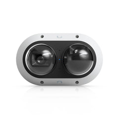Front view of the Ubiquiti AI Multi Sensor 2 camera showing independently adjustable lenses and blue status LED