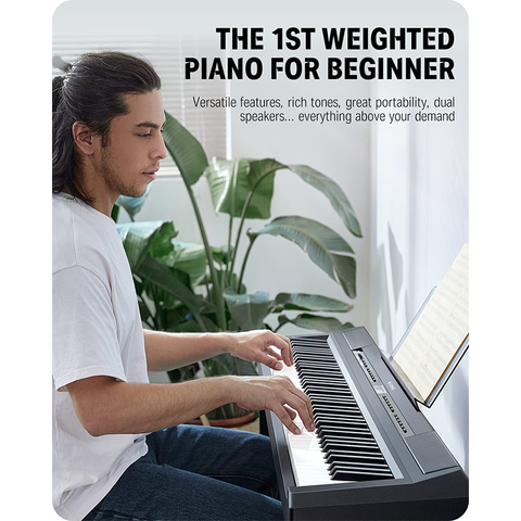Donner DEP-20 Beginner Digital Piano 88 Key Full Size Weighted Keyboard - Black
