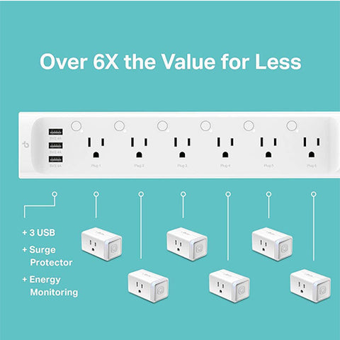 Surge Protector with 6 Individually Controlled