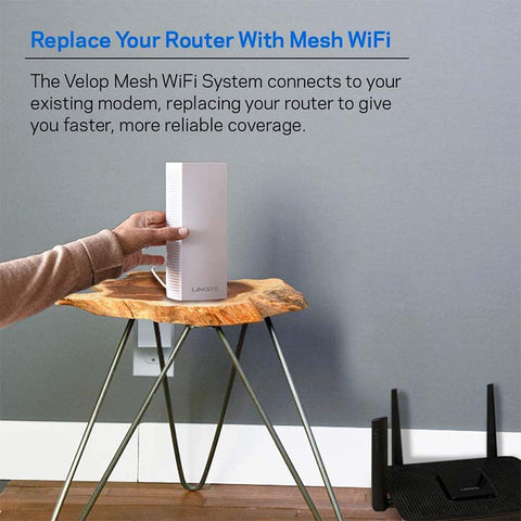 Système Wi-Fi Linksys Velop Intelligent Mesh, tri-bande, pack de 3 avec plug-ins (AC4800)