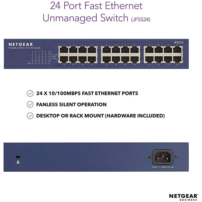 NETGEAR JFS524 Commutateur Fast Ethernet 10/100 non géré à 24 ports